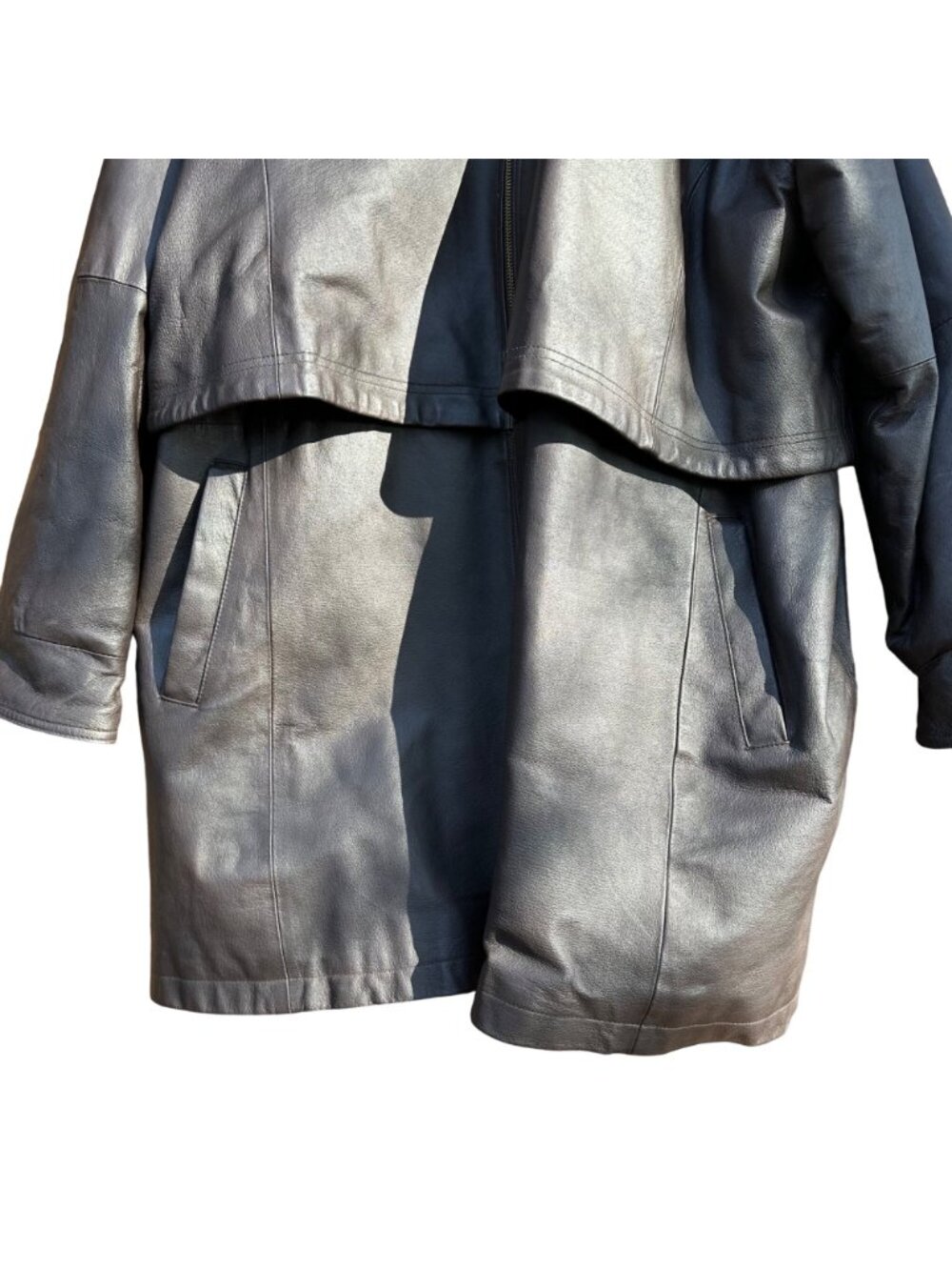 Vintage Veranesi Black Genuine Leather Jacket With Zip Front & Pockets Womens Si - Picture 8 of 14